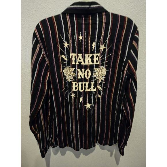Rock & Roll Cowgirl Women's L Striped Button Down Western Shirt Long Sleeve - Picture 1 of 8